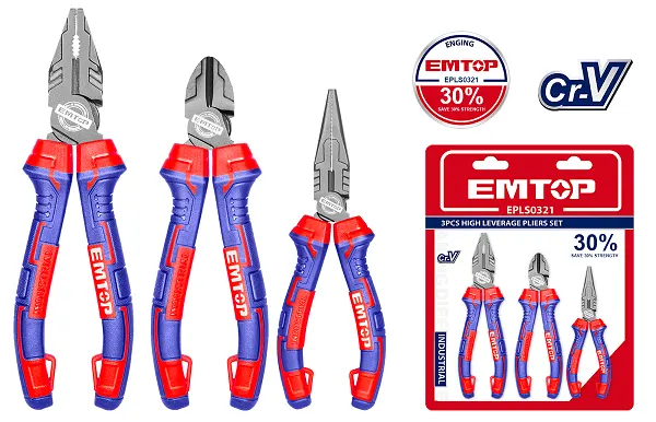 EMTOP  High Lift Pliers Set, 3 Pieces, Save 30% Force Than Regular Pliers, EPLS0321