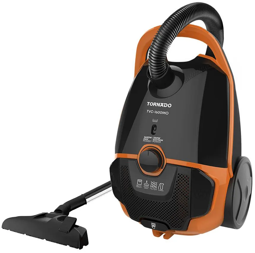 مكنسة كهربائية تورنيدو، 1600 وات، 3.5 لتر، أسود *برتقالي ،TVC-1600MO