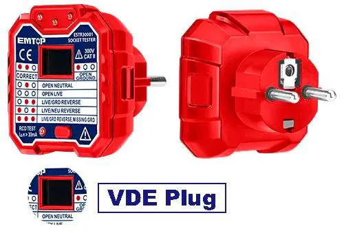 فيشه اختبار تيار كهربائي ام توب، 300 فولت ، شاشة LCD ،ESTR30001