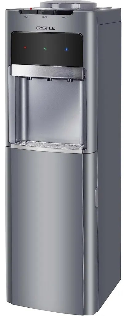 Castle Water Dispenser, 3 Taps (Cold + Hot + Regular), Top Loading, Refrigerator, Silver, WD3055R