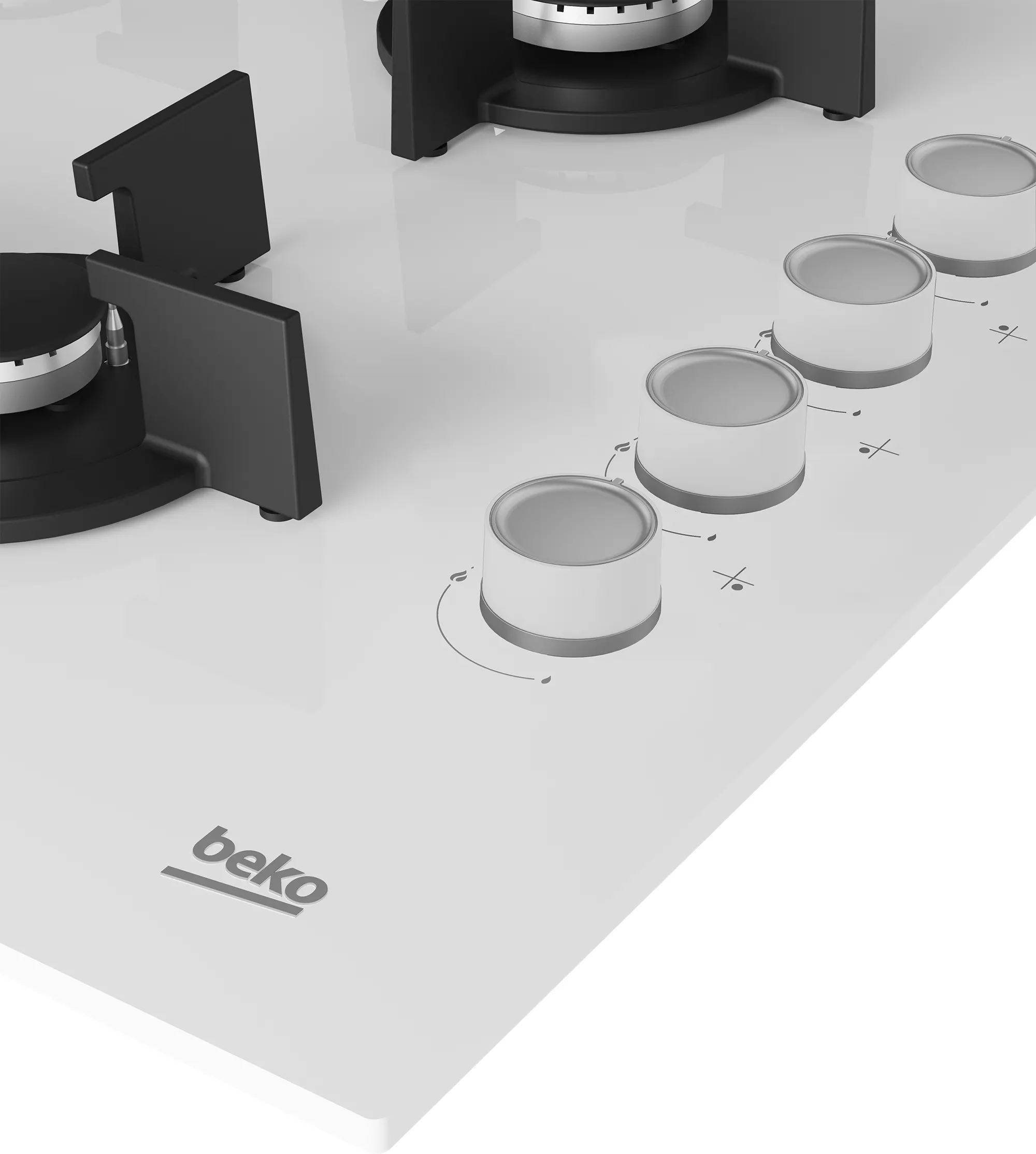 Beko built-in Hob, 60 cm, 4 gas burners, white glass, HILW 64122 SWE