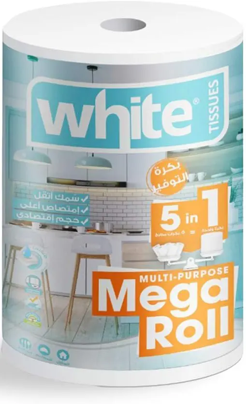 مناديل مطبخ ميجا رول من وايت ، 2 طبقة، 1 قطعة رول
