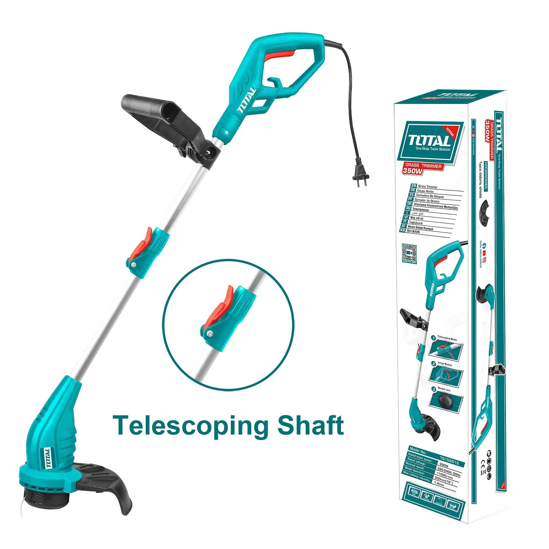 ماكينة قص النجيلة توتال، 350 ،قطر القطع 250 ملم، TG103512