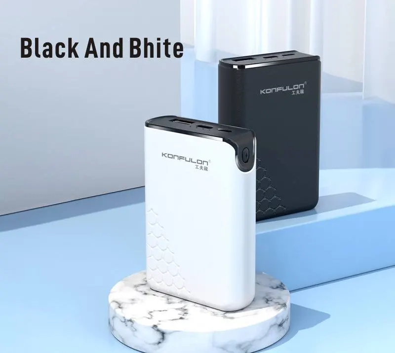 Konfulon Power Bank, 10000 mAh, 5V, 22.5W, Black-White, A6Q