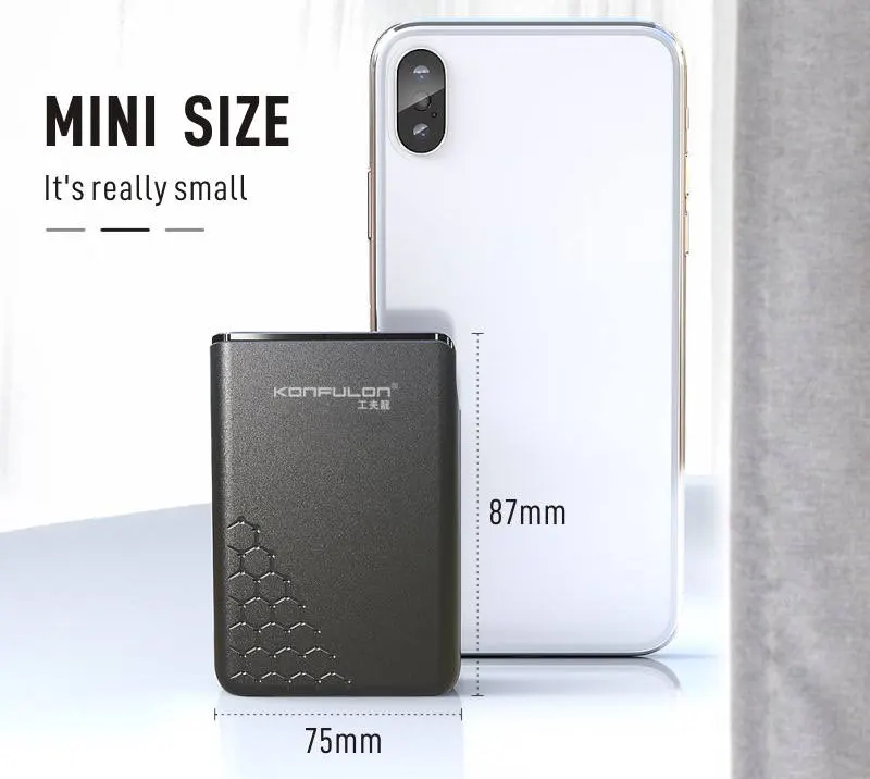 Konfulon Power Bank, 10000 mAh, 5V, 22.5W, Black-White, A6Q