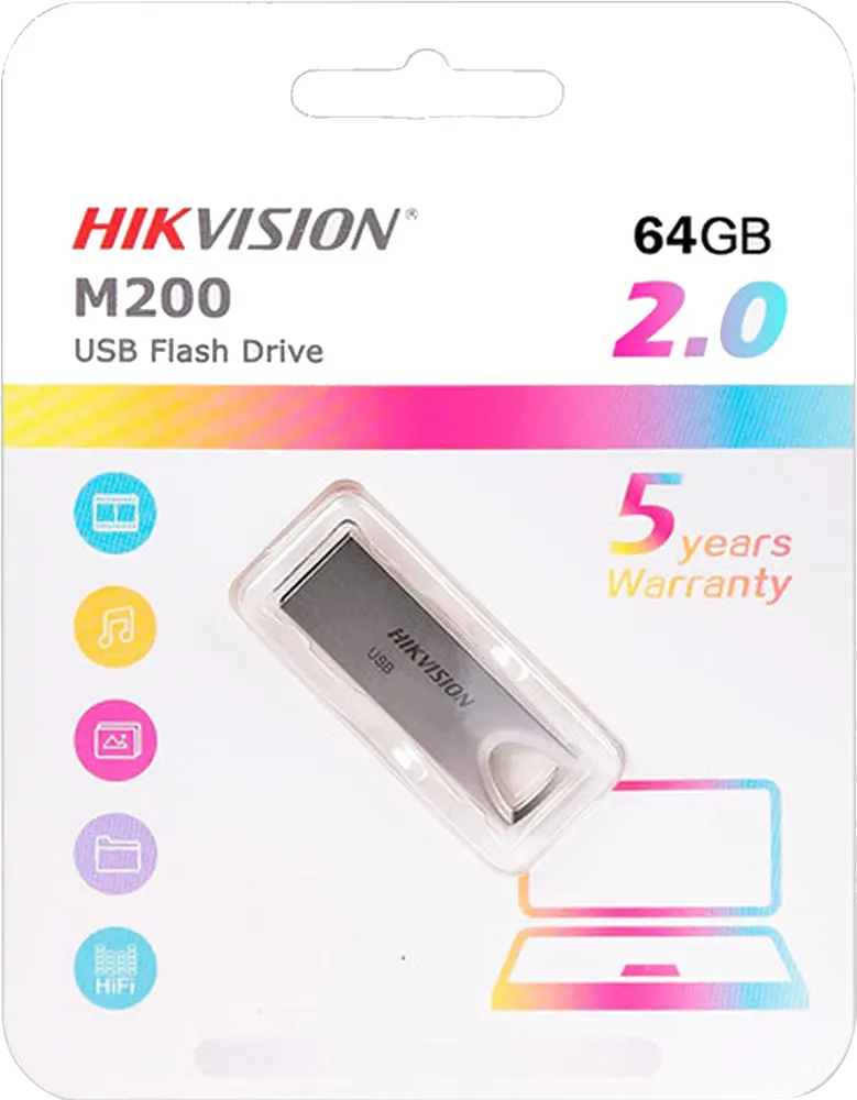 Hikvision Flash Drive Memory 64GB, USB 2.0, Silver, M200