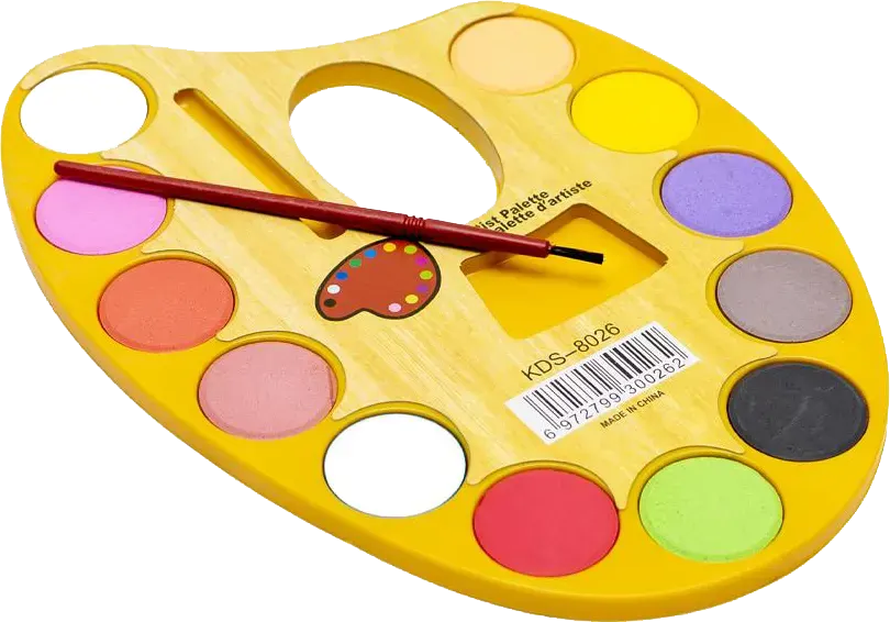 Wooden Color Palette, 12 Water colours, Multi-colour, KDS-8026