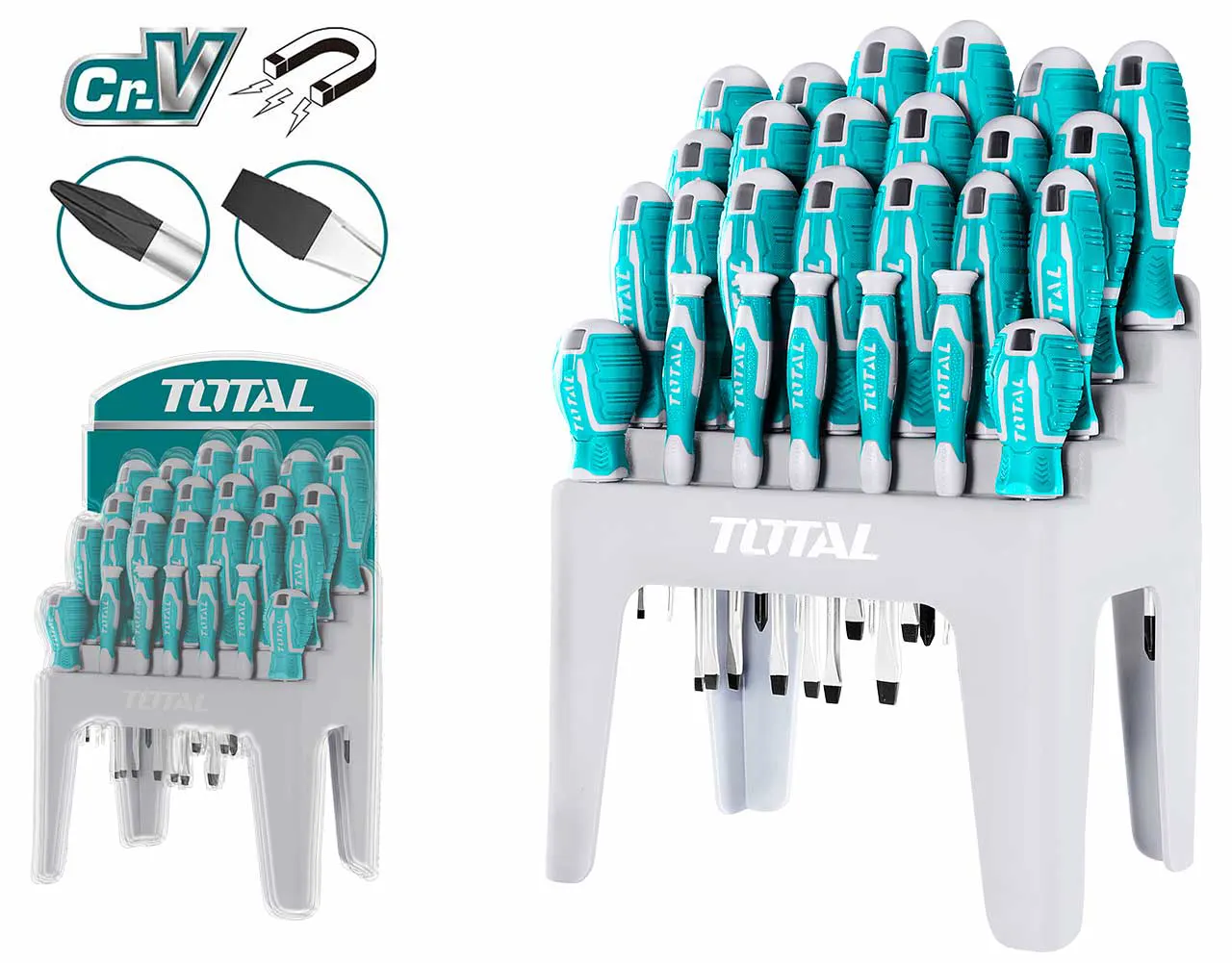 طقم مفكات توتال، 26 قطعة، يد كاوتش، THT250626