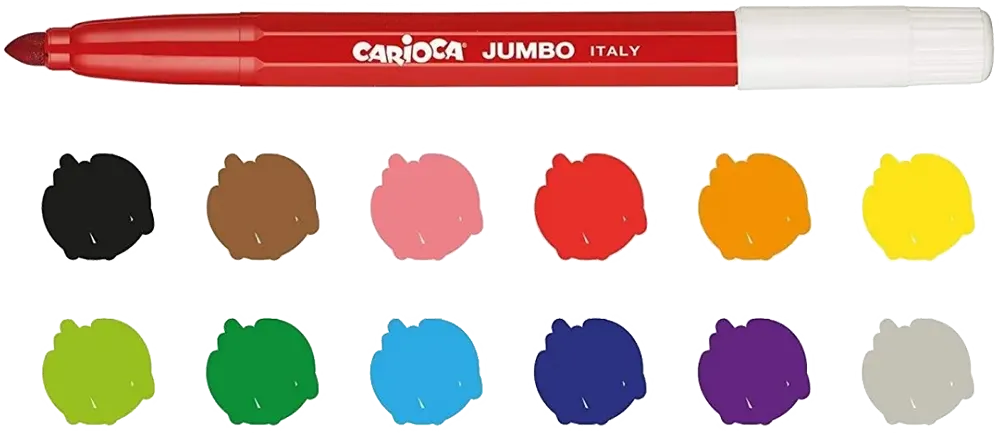 Flowmaster Carioca Jumbo Color Box, 12 Colors, 0.6 mm Tip, Multiple Colors