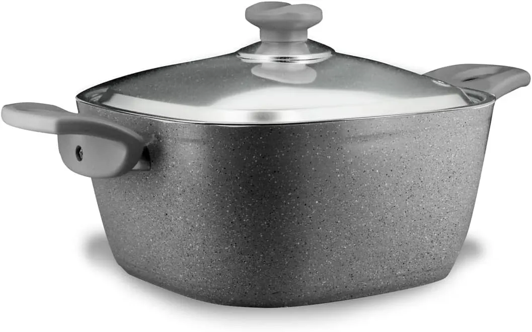 Top Chef Square granite cookware set , 10 pieces, grey