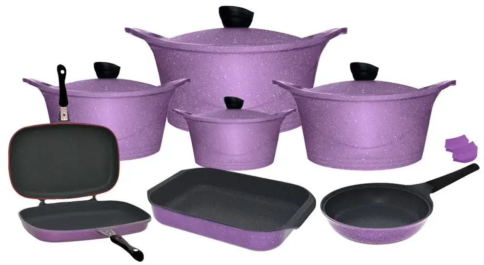 Glory multi-use cookware set, 14 pieces, purple