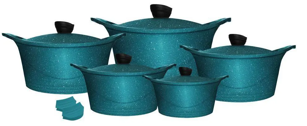 Glory Granite Cookware Set, 12 Pieces, Green
