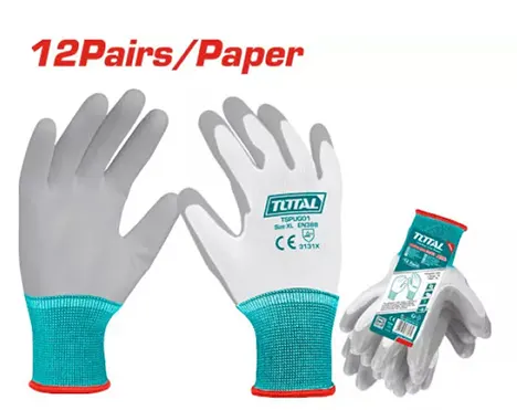 Total Electronic Gloves, White, TSPUG02