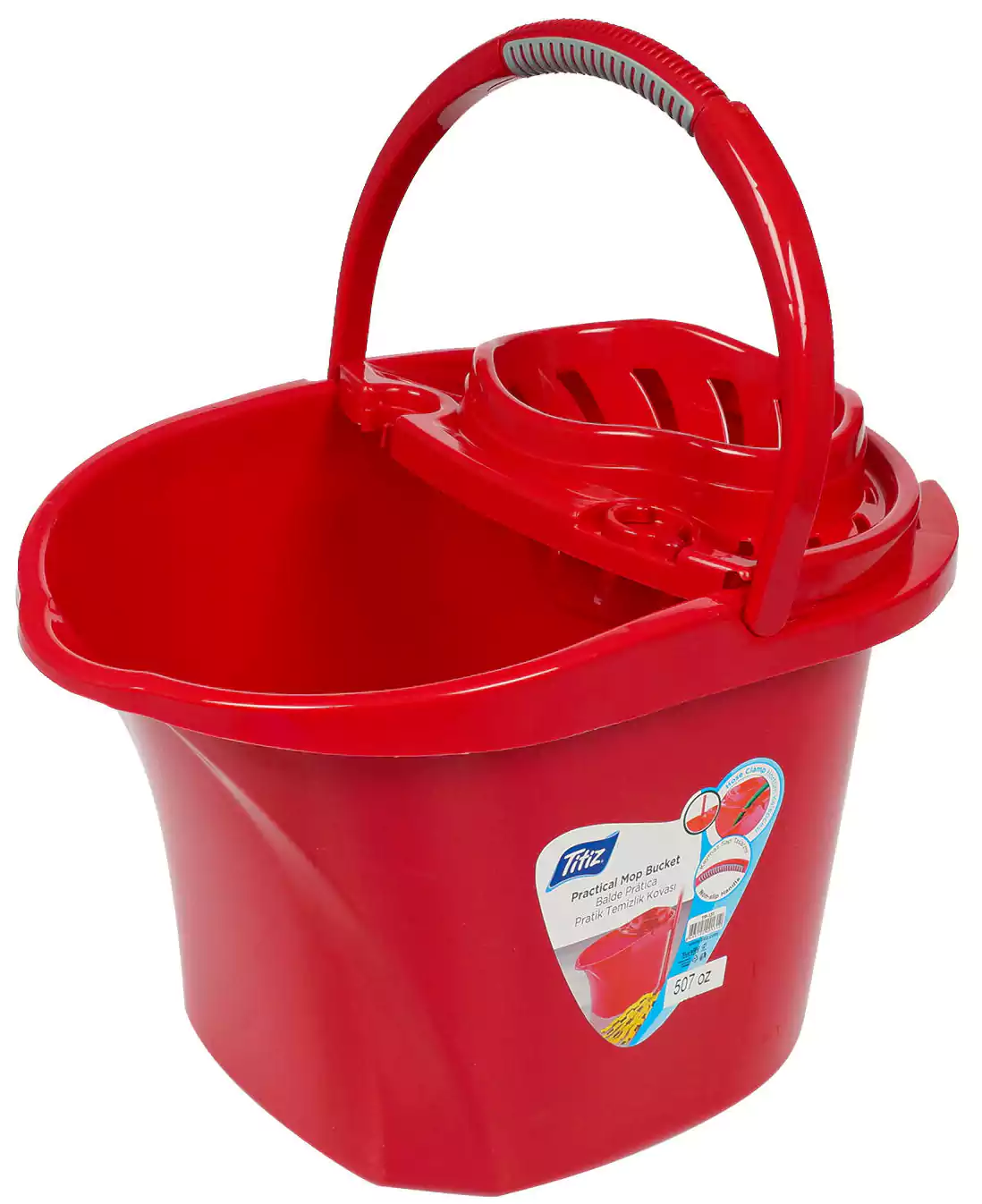 Titz plastic cleaning bucket, 15 litres, red