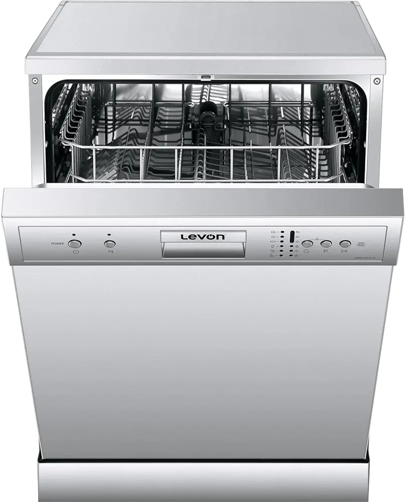 Levon Dishwasher, 12 Place setting, 60cm, 6 Programmes, Stainless Steel Silver , LVDW12-SS-DT-CL