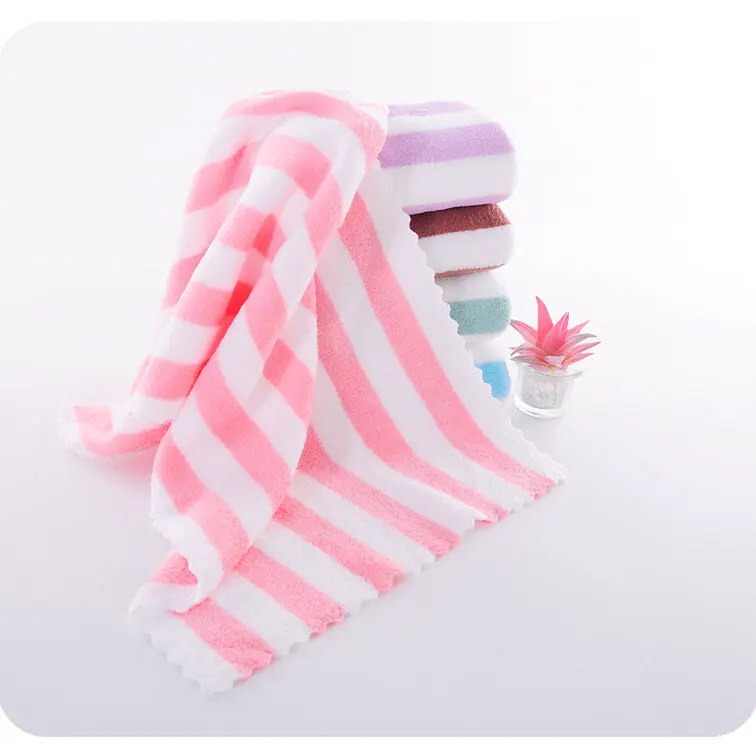 Hand Towel, Striped, Super Absorbent and Soft, Pink
