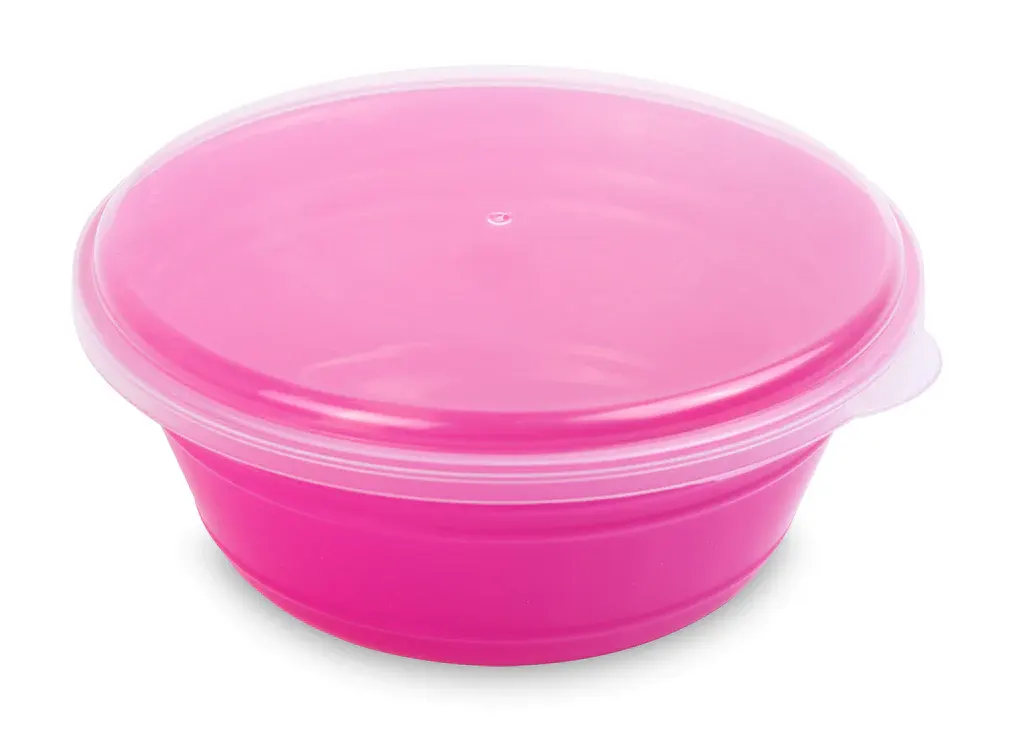 حافظه طعام مستديره بالغطاء، 4 قطع،ألوان