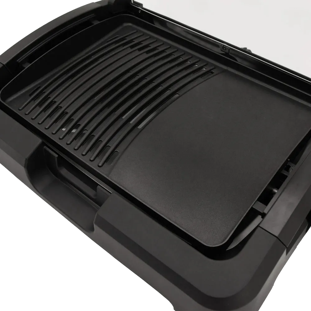 Black and White Electric Grill, 2000 Watt, Pyrex Cover, Black, GR-85