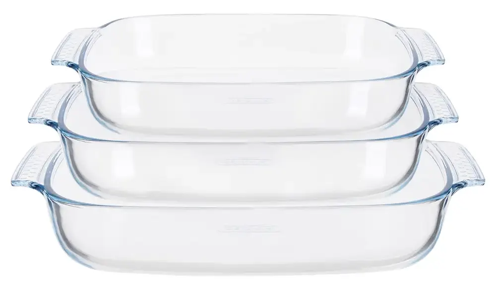 طقم ارب مستطيل بيركس كلاسيك، 3 قطع،شفاف