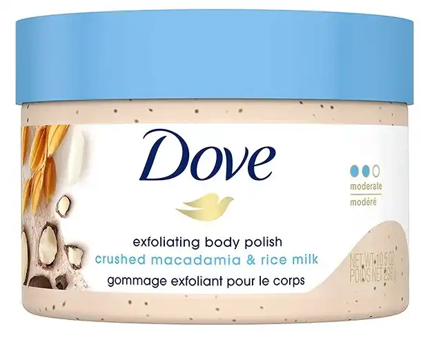 Dove Exfoliating Body Polish Jar Crushed Macadamia And Rice Milk 298 gm