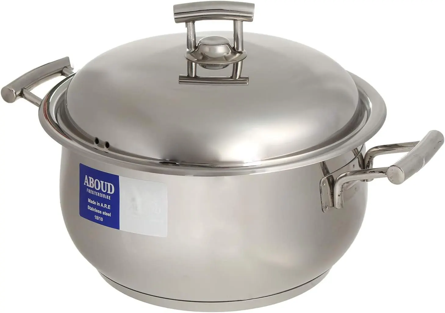 Aboud Stainless Steel Pompe Pot with Platinum Handle, Size 28, Silver