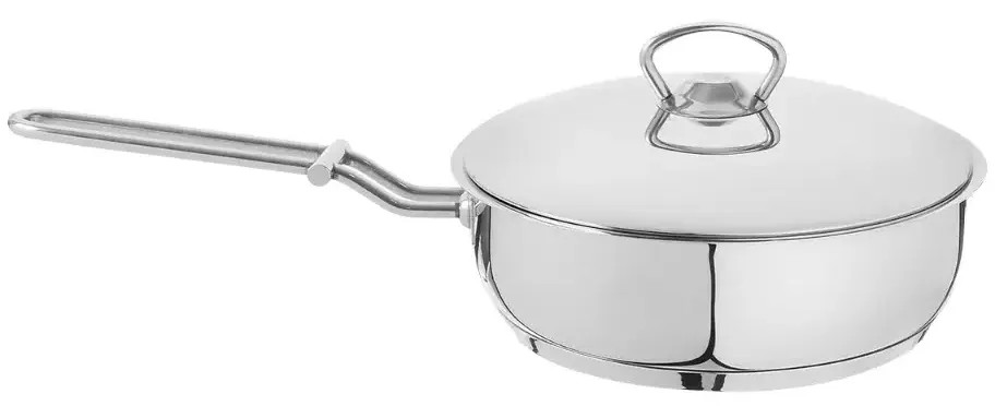 Abboud stainless frying pan with lid, size 18, with one hand - silver