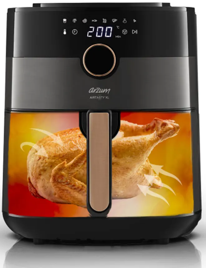 Arzum air fryer without oil, 1750 watts, 6 litres, digital display, black, AR2074-G