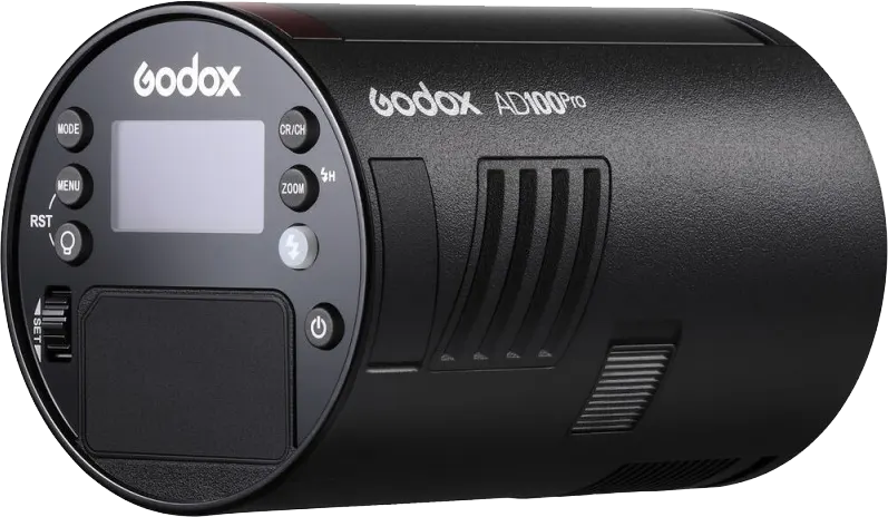 Godox Outdoor Pocket Wireless Flash, 2.4GHz, Rechargeable Battery, Black, AD100Pro