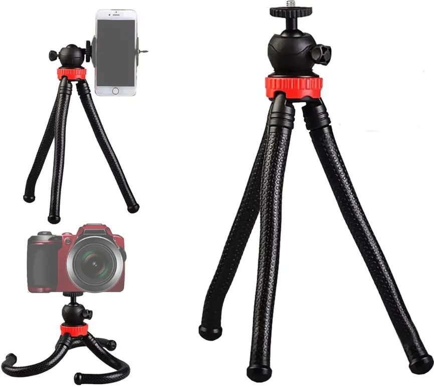 حامل ثلاثي مرن للكاميرا والهاتف أوكتوبس، أسود*أحمر، JM-801