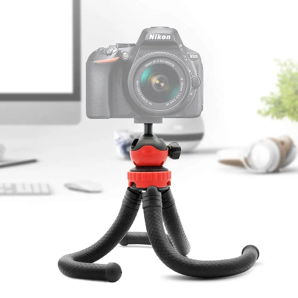 Flexible Octopus Camera And Phone Tripod , Black*Red, JM-801
