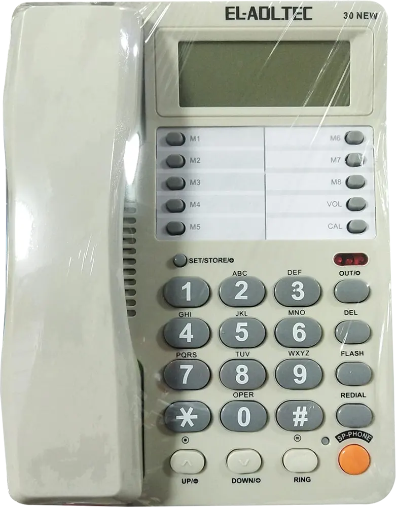 تليفون أرضي سلكي العدل تك، شاشة رقمية، أبيض، 30NEW