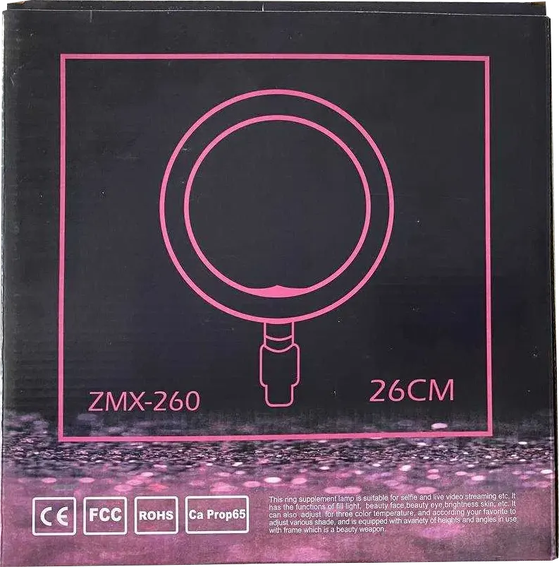 Ring Fill Light, 26 cm, 3 Colors, Black, ZMX-260