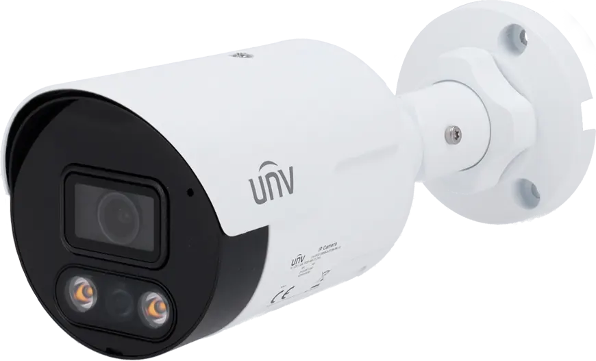 كاميرا مراقبة شبكية خارجية ثابتة من يونيفيو بدقة 8 ميجابكسل، عدسة 4.0 ملم، ميكروفون، باللون الأبيض، IPC2128SB-ADF40KMC-10