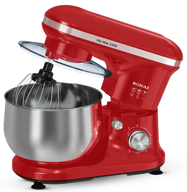 Sonai Mix Max Stand Mixer, 1000 Watt, 5 Liter, 6 Speeds, Red, SH-M880