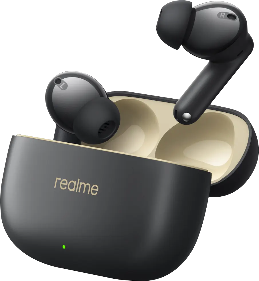 سماعة ايربودز ريلمي بودز T300، بلوتوث 5.3، بطارية 460 مللي أمبير، أسود