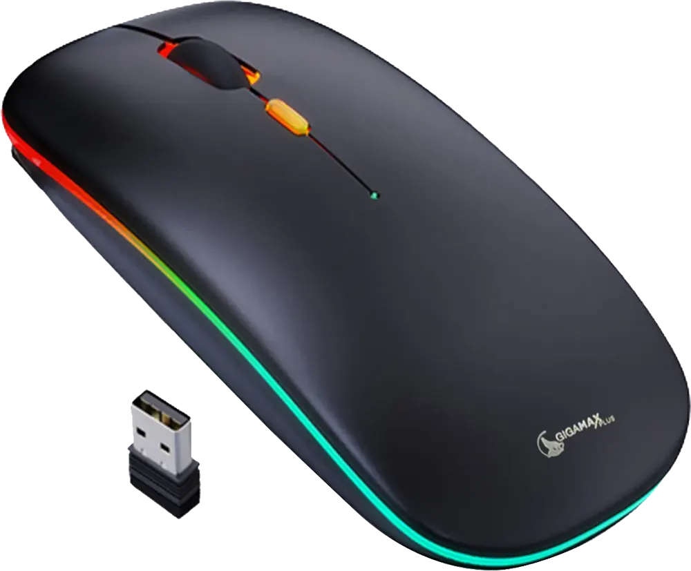 Wireless Mouse Gigamax 2.4GHz, RGB Lights, Black, GM-10