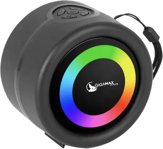 سماعة جيجاماكس لاسلكي محمولة، قابلة للشحن، ضوء LED ملون، بلوتوث 5.0، متعدد الألوان، GM-03