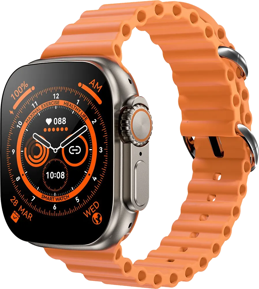 W&O X8 Ultra Max Smart Watch, 2.2 inch touch screen, water resistant, 300 mAh battery, Gold