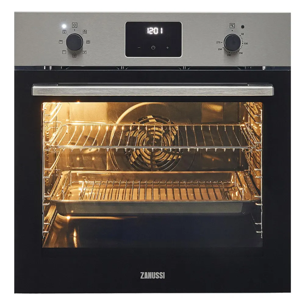 Zanussi built-in oven, 60 cm, electric, 74 litres, digital screen with grill, black, ZOHNX3X1A