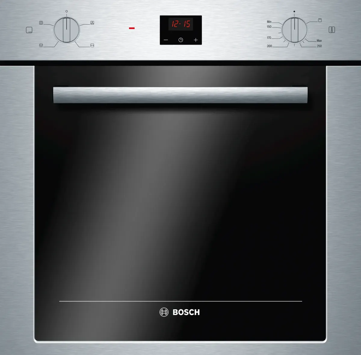 Bosch built-in oven, 60 cm, gas-electric, 60 litres, digital screen with grill, silver, HGL21F350
