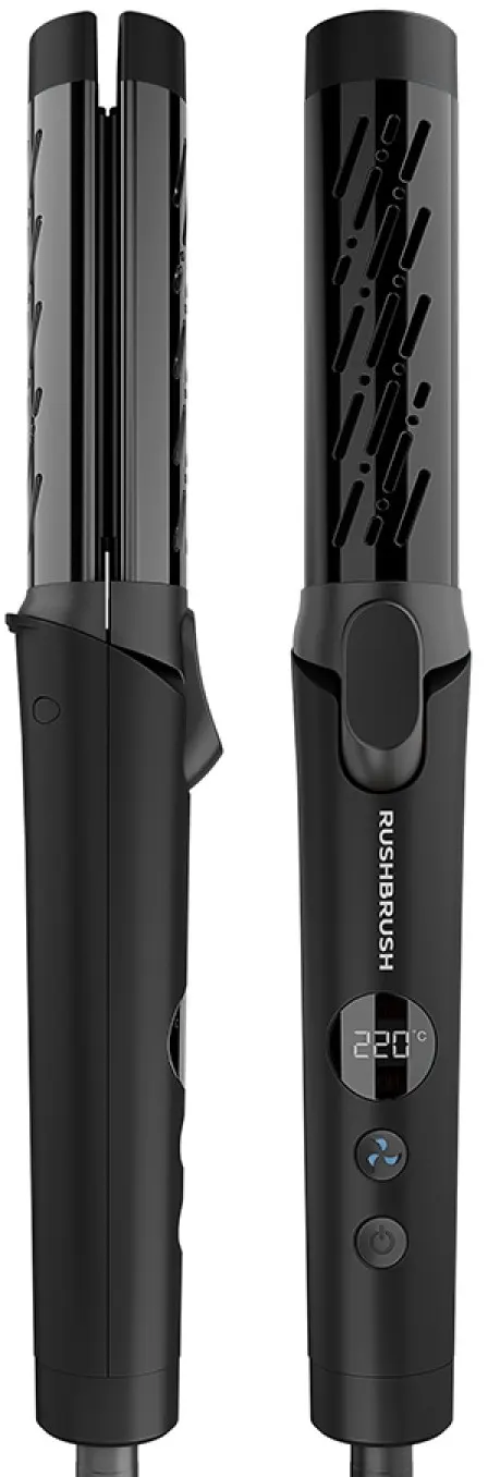 Rush Brush C1 COOL Hair Straightener and Curler, Titanium Plates, 220° C, Black