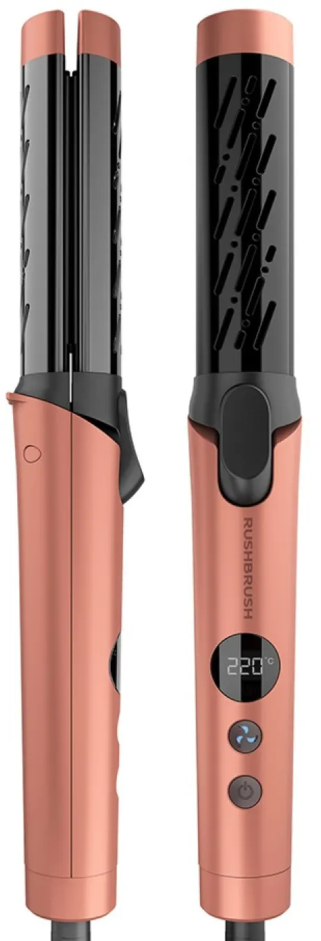 Rush Brush C1 COOL Hair Straightener and Curler, Titanium Plates, 220° Celsius, Rose Gold