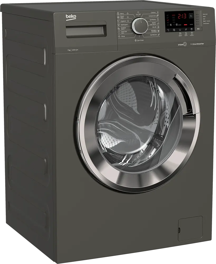 Beko Full Automatic Washing Machine, Front Loading, 7 Kg, 1000 Rpm, Digital Display, Inverter, Grey, WTV 7512 XMCI2
