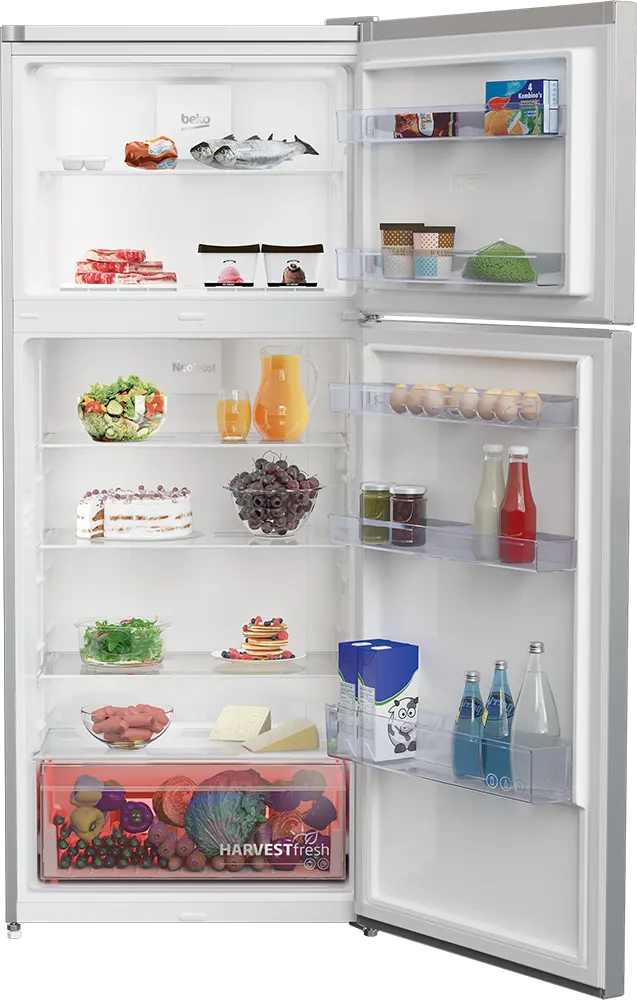 Beko Refrigerator, No Frost, 367 Liters, 2 Doors, Inverter, Silver, RDNE430K02DXI