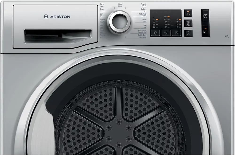 Ariston Clothes Dryer, 8 Kg, Condenser, LED Display, Silver, NT CM10 8BS EX
