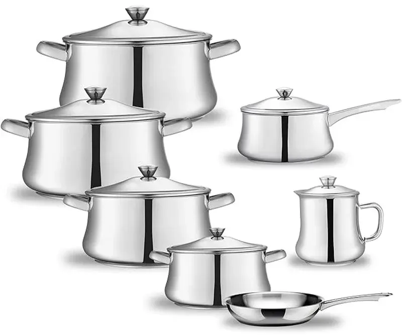 طقم حلل أستانلس كلاسيك من زهران، 13قطعة،سيلفر