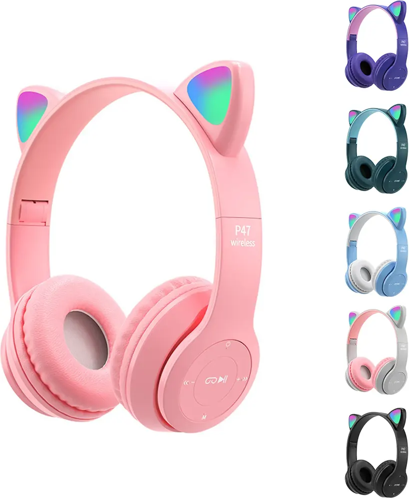Wireless Headphone Cat Shape , Bluetooth 5.0, 400 mAh battery, Multi-Color, P47R