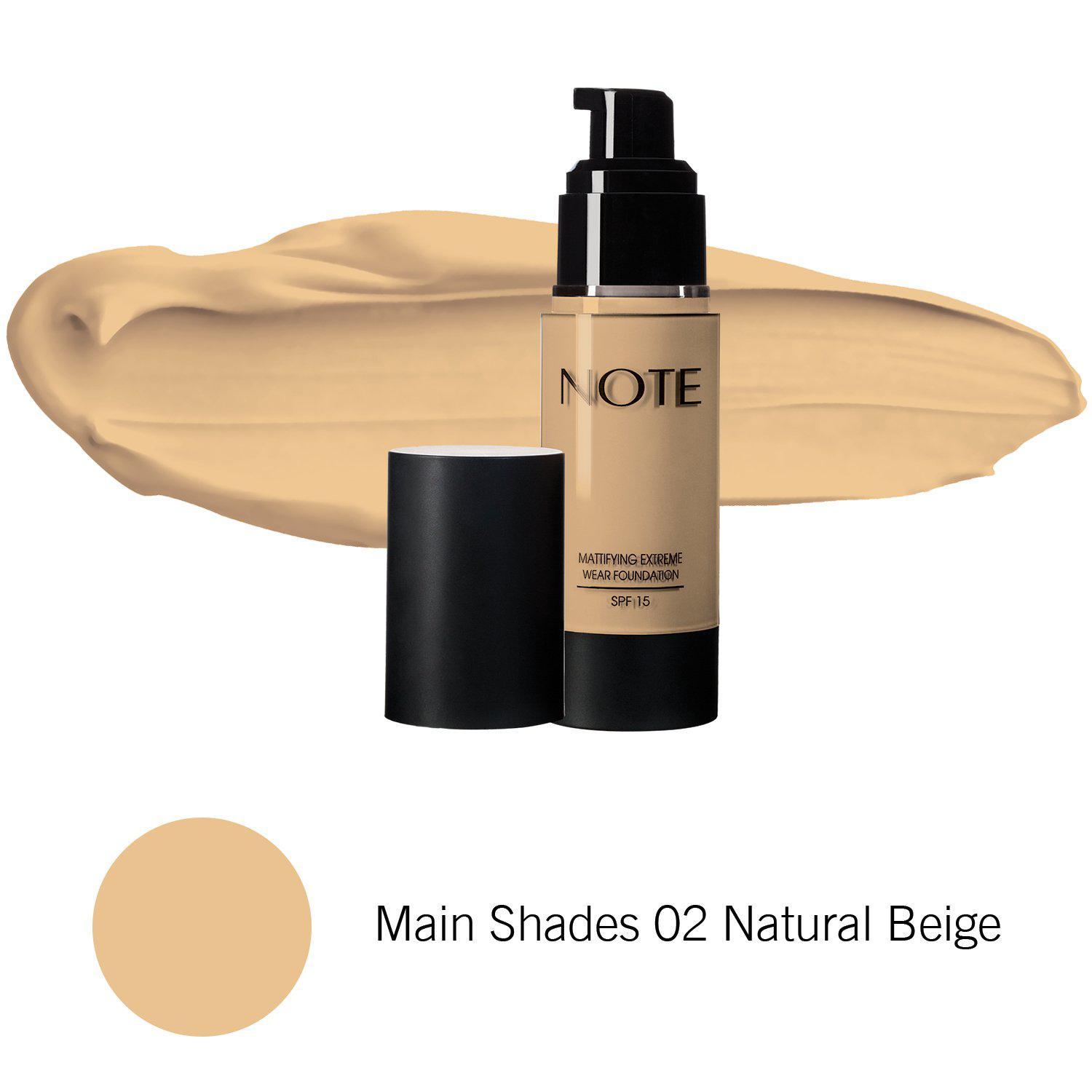 NOTE MATTIFYING EXTREME WEAR FOUNDATION 02 Natural Beige