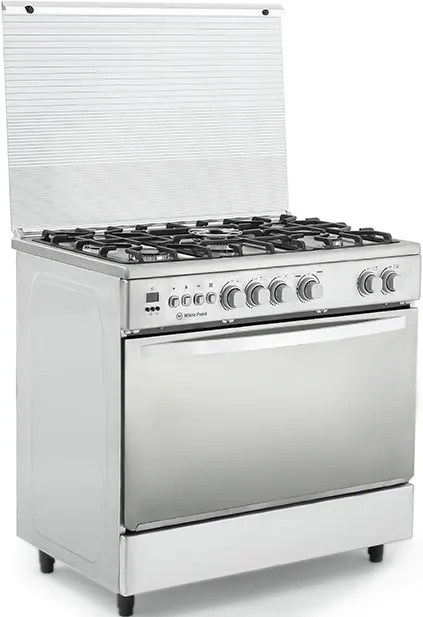 White Point Gas Cooker, 90*60 Cm, 5 Burners, Full Safety, Digital Timer, Cast Iron Holders, Stainless Steel, Silver, WPGC9060XTOCFSDAM