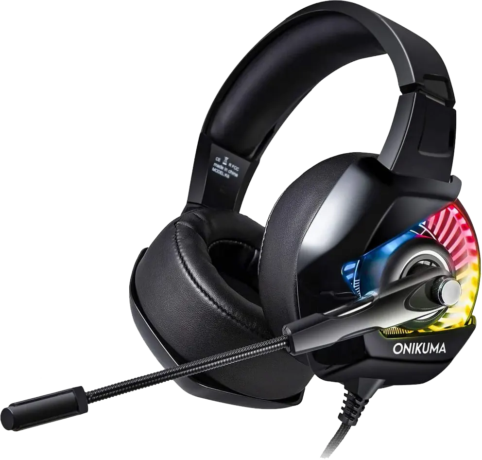 سماعة رأس سلكية للألعاب من أونيكوما K6، واجهة USB و قابس 3.5 ملم، ميكروفون، ضوء RGB، أسود